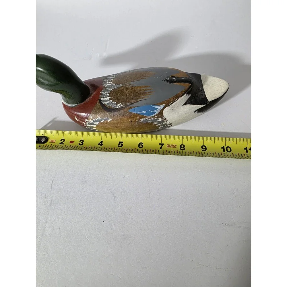 ​Vintage Hand-Carved Wooden Mallard Duck Decoy - 10